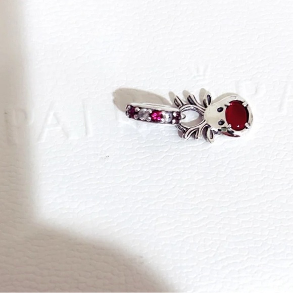 PANDORA Christmas Red Nose Reindeer Murano Dangle Charm w/box - Picture 7 of 7